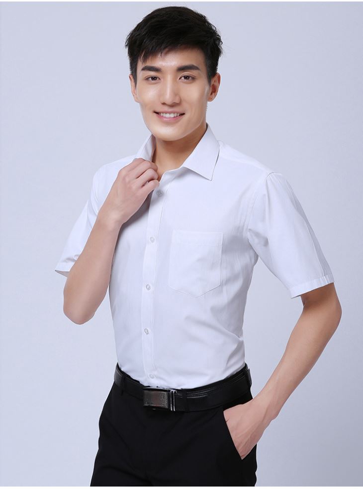 北辰定制男士中袖衬衫 修身职业工作服